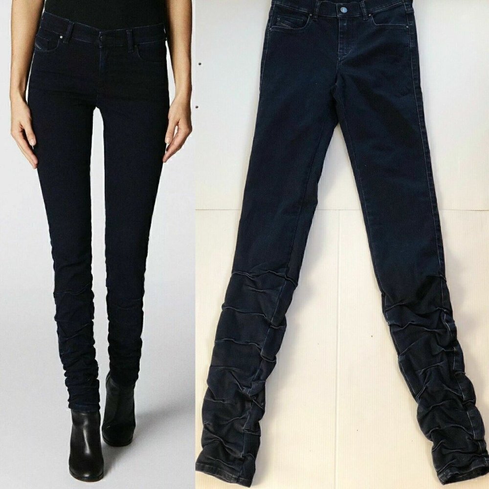 Diesel Women's Blue Denim Plixee 084ke Slim Straight Jeans Regular Size 27